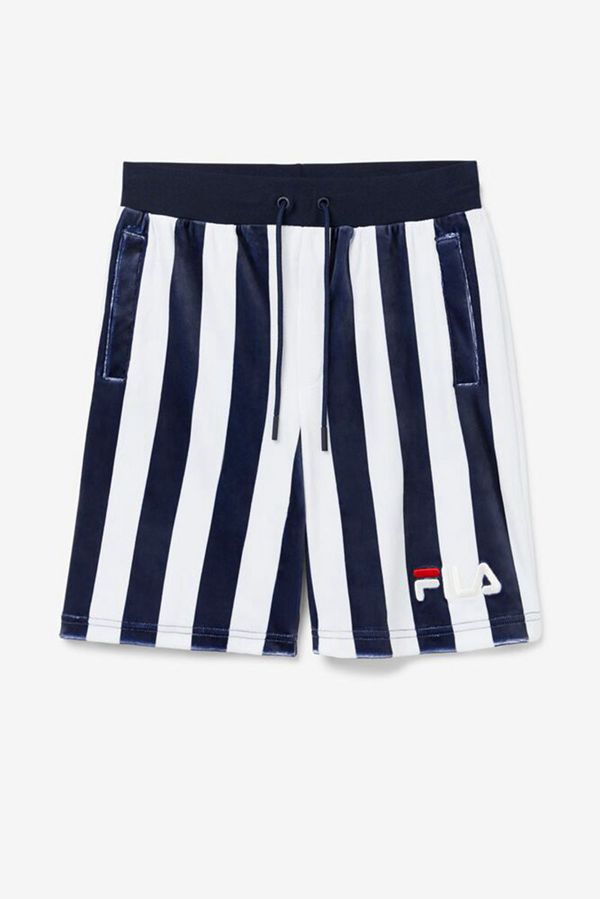 Fila Grid Velour Men's Shorts - Navy/White,NZ 521-47980